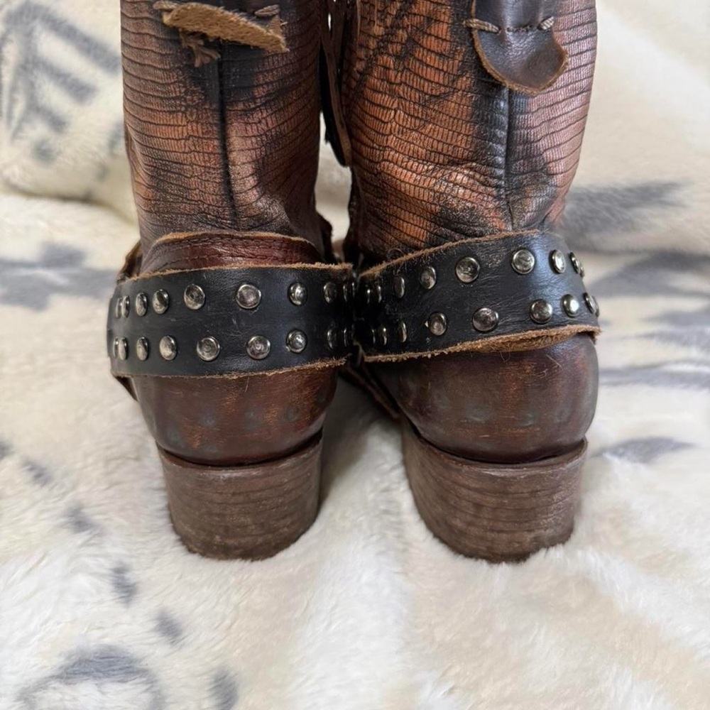 Freebird by Steven Brown Distressed Leather Studded Harness Boots - Picture 4 of 6